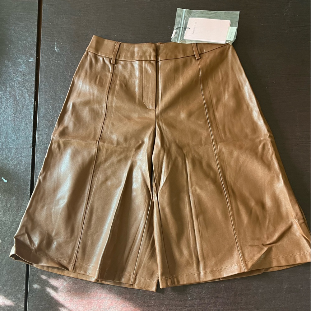 Brown Leather Women's Shorts